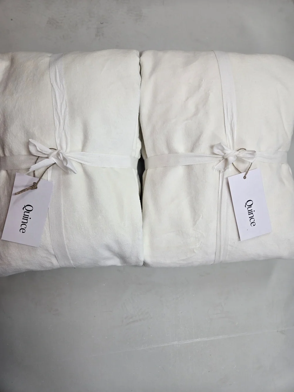 NWT QUINCE Set Of 2 48x84 Cotton Velvet True Blackout Curtains Ivory 9743